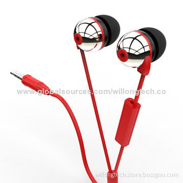 Red Color Mini In-ear Earphones with Rubber Oil Coating Surface